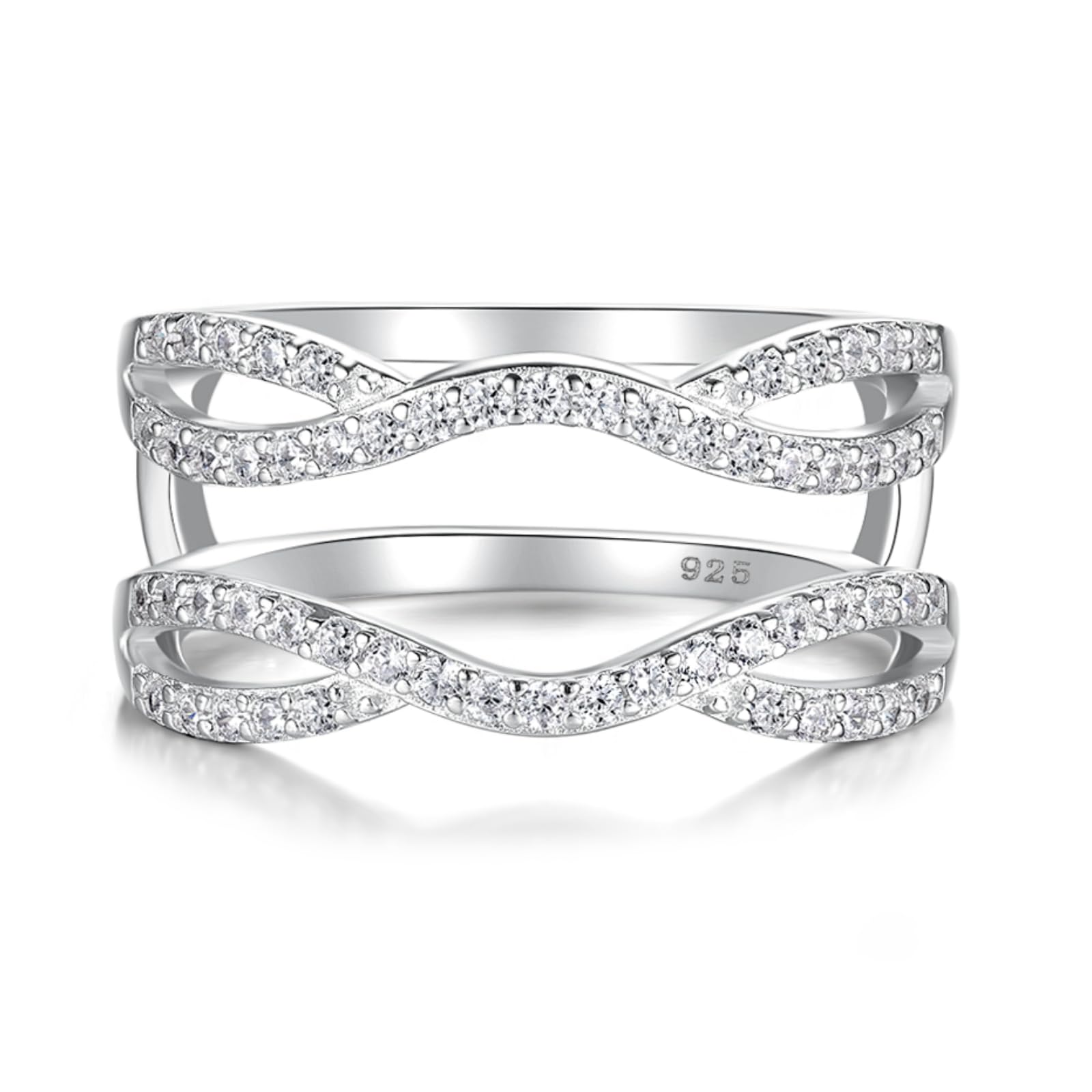 Ring Enhancer for Engagement Rings Twisting Infinity Guard Enhancer Wrap Wedding Band for Women 925 Sterling Silver Cz Size 5-10