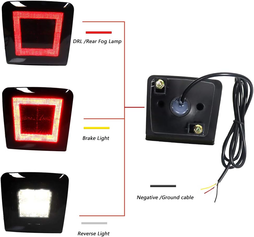 GTINTHEBOX Smoked Lens Led Rear Fog Brake Light Kit Compatible with 2009-up Nissan 370Z,13-17 Juke Nismo