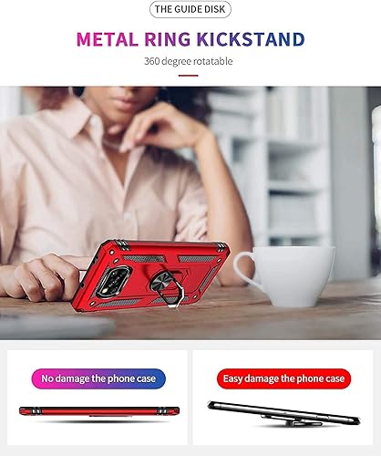 Miniatura 2 de YaHan Funda para Xiaomi Poco X3 NFCXiaomi Poco X3, anillo giratorio de 360 grados, soporte híbrido, resistente, de doble capa, a prueba de golpes,