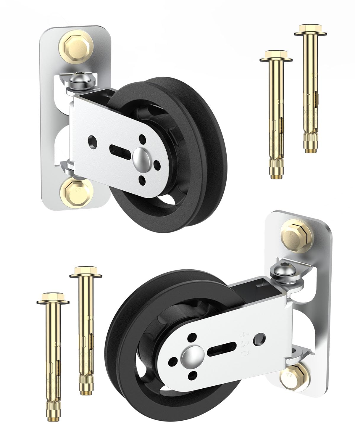 Gym Pulley Blocks, 3.5Inch/88mm Wall Mount Fixed Pulley Wheel, Upgrade Rotation 180 Degree, Load Bearing 300LBS, Heavy Duty Swivel Wheel for LAT System, DIY Fitness