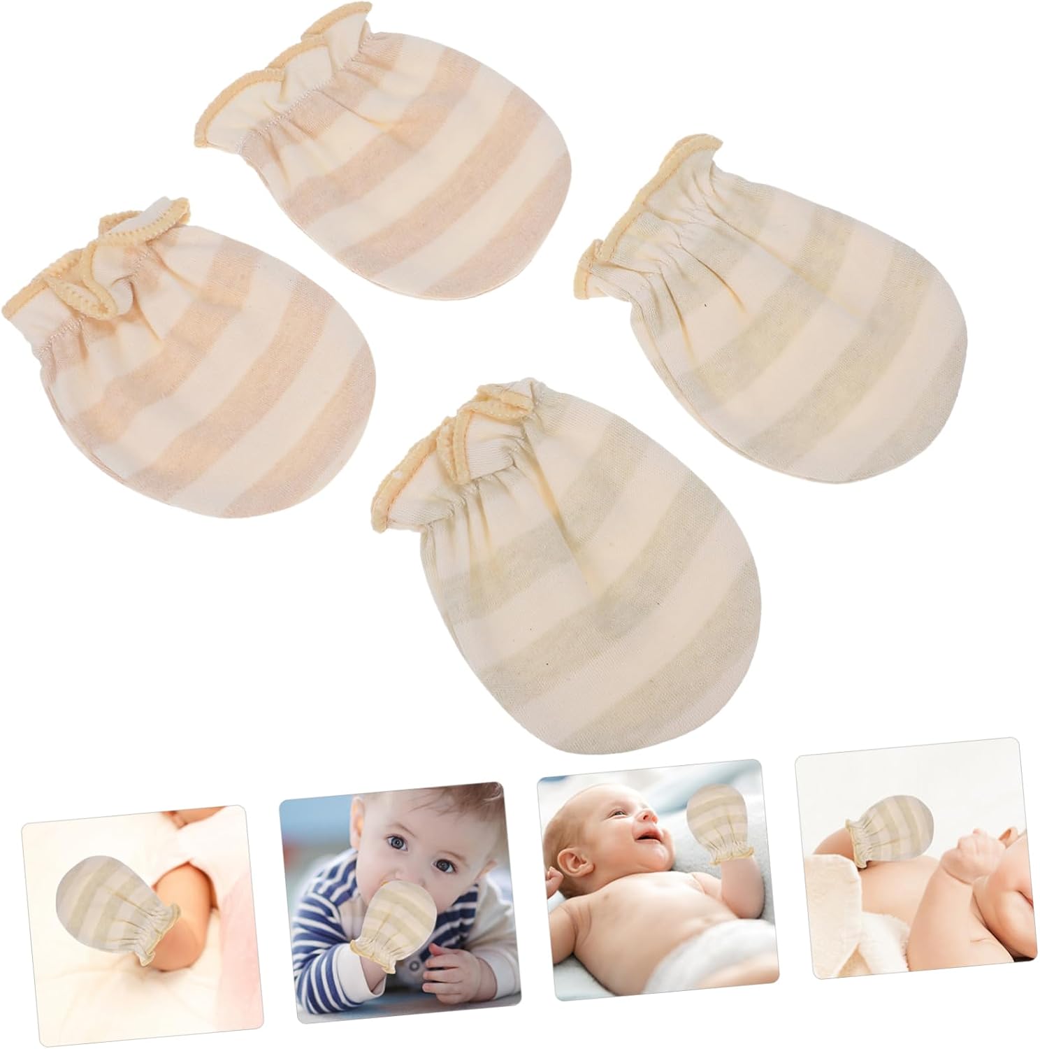 2pairs Breathable Newborn Mittens Cotton Mittens for Newborns No Scratch Boy Girl Gloves