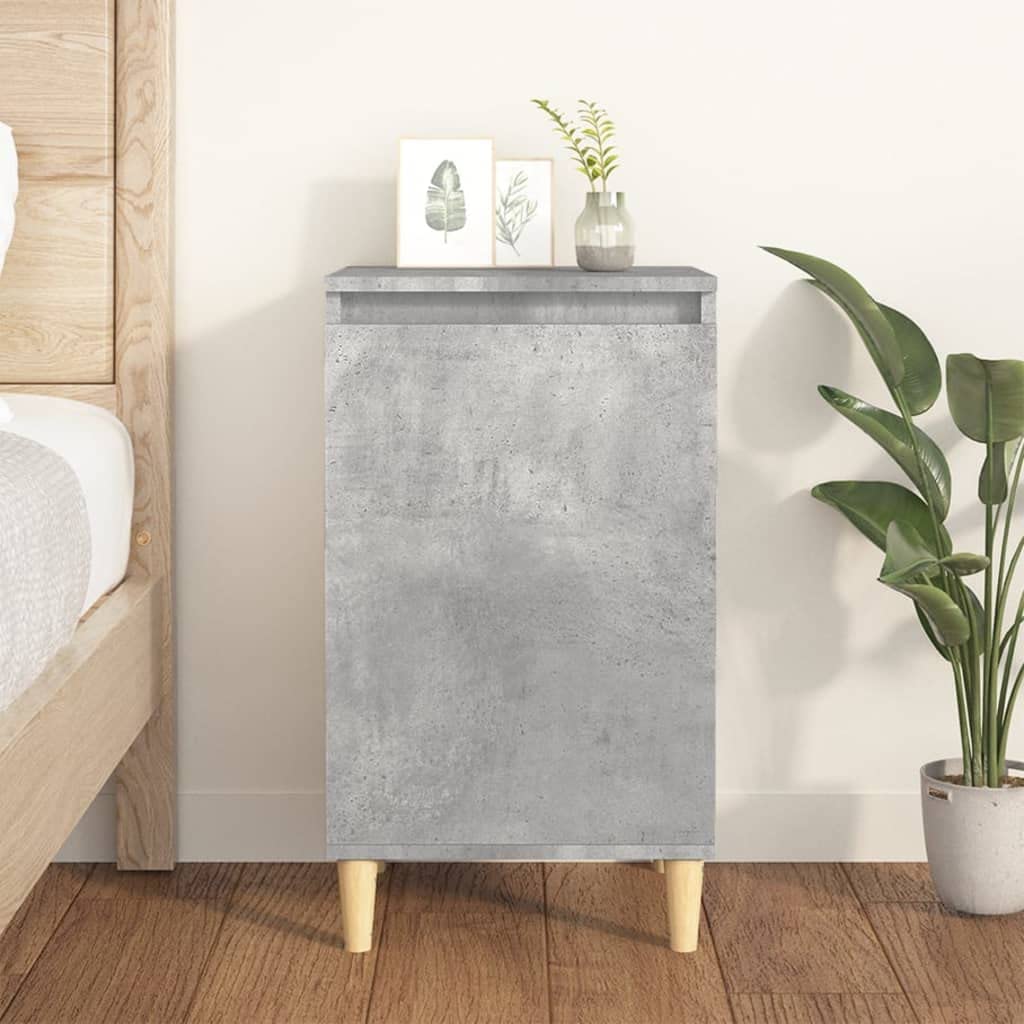 Mesita de noche gris hormigón de 40x35x70 cm fabricada en madera de ingeniería duradera