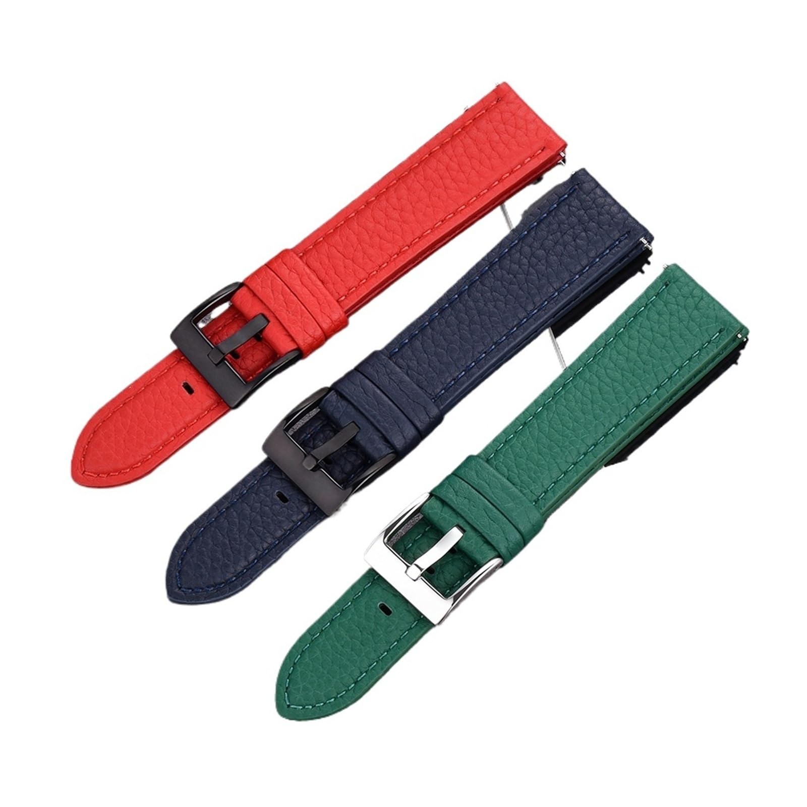 Genérico NASUNJIA Correa de reloj de cuero genuino suave con patrón de lichi de 20 mm y 22 mm for hombres y mujeres, correa de reloj de liberación rápida.