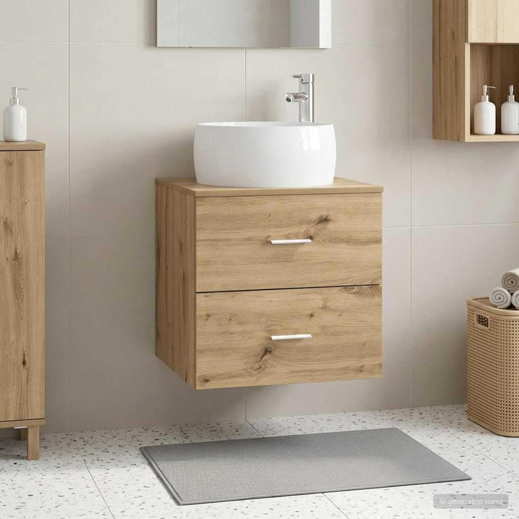 Mobile Lavabo Sospeso Rovere Artigianale 49,5x44,5x66 cm