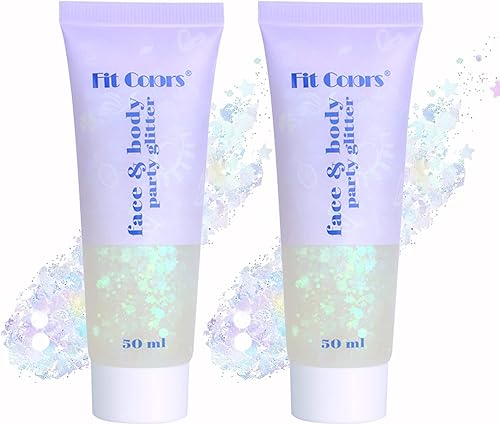 Miniatura 1 de Face Glitter Gel, 2 Jars Holographic Chunky Glitter Makeup for Body, Hair, Face, Nail, Eyeshadow, Long Lasting and Waterproof Mermaid Sequins Liquid