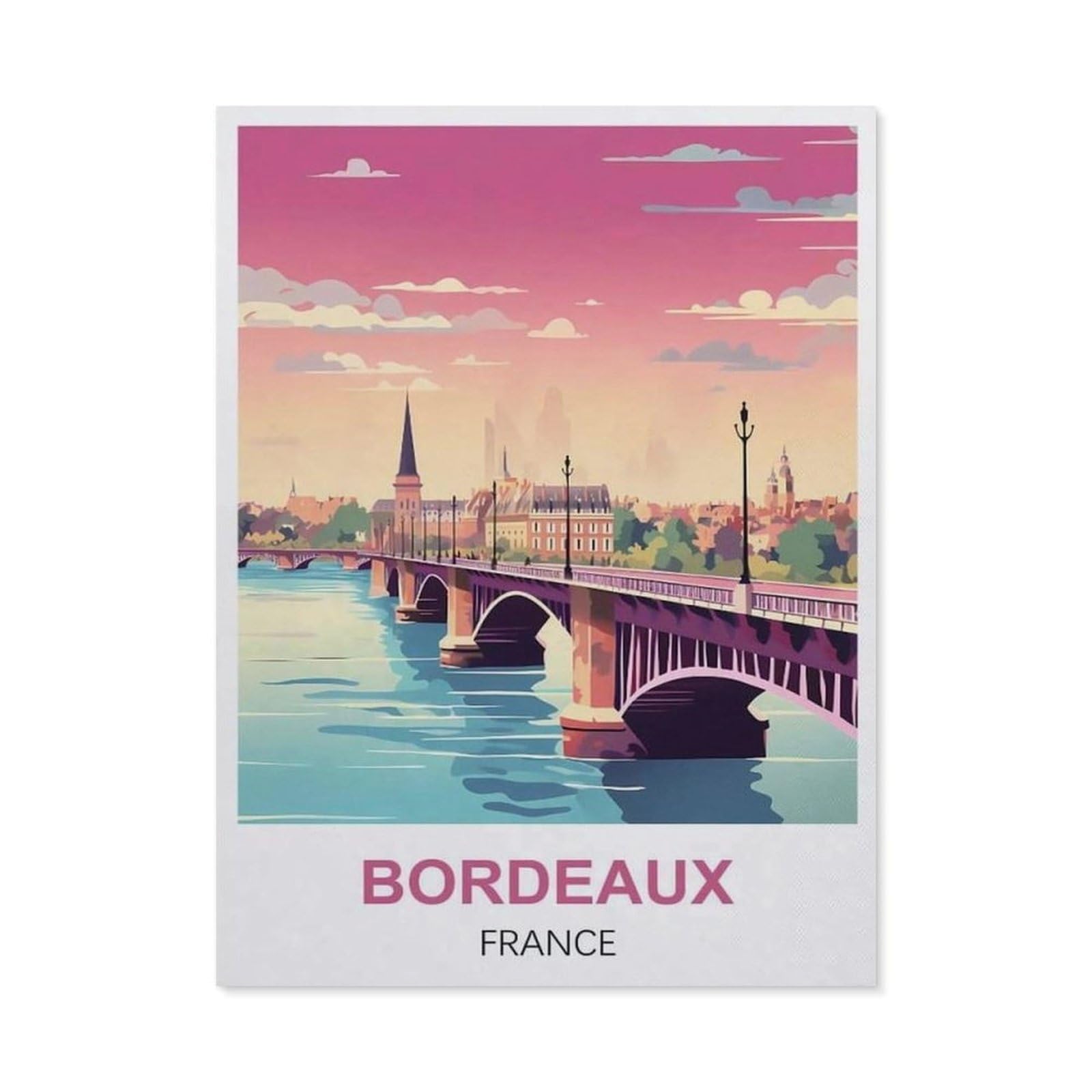 Funny Bathroom Wall Decor Signs，Bordeaux Bridge France(30x40cm）