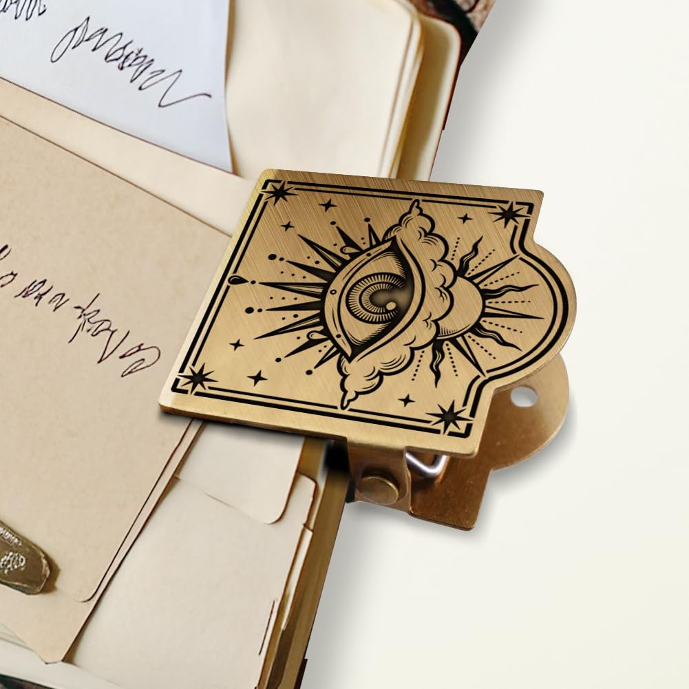 ANATTASOUL Gothic Magic Brass Travel Journal Clip for Notebook,Bookmark