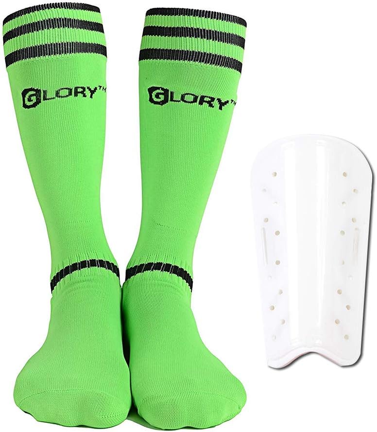 GLORY SPORTS Soccer Shin Guards Youth Shin Pads Child Calf Knee Socks Protective Gear Adjustable Breathable Guard Board for 3-8 Years Kids Teenagers