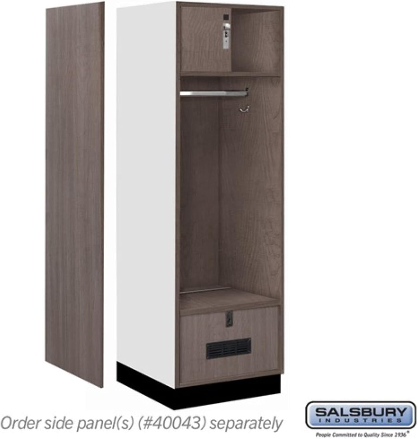 Salsbury 24" Wide Premier Wood Open Access Locker - 6 Feet High - 24 Inches Deep - Skyline Walnut - Silver Hasps