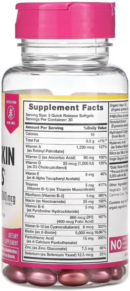 Sundance Hair, Skin & Nails with Biotin 5000 mcg per Serving - 90 Softgels, Pack of 2