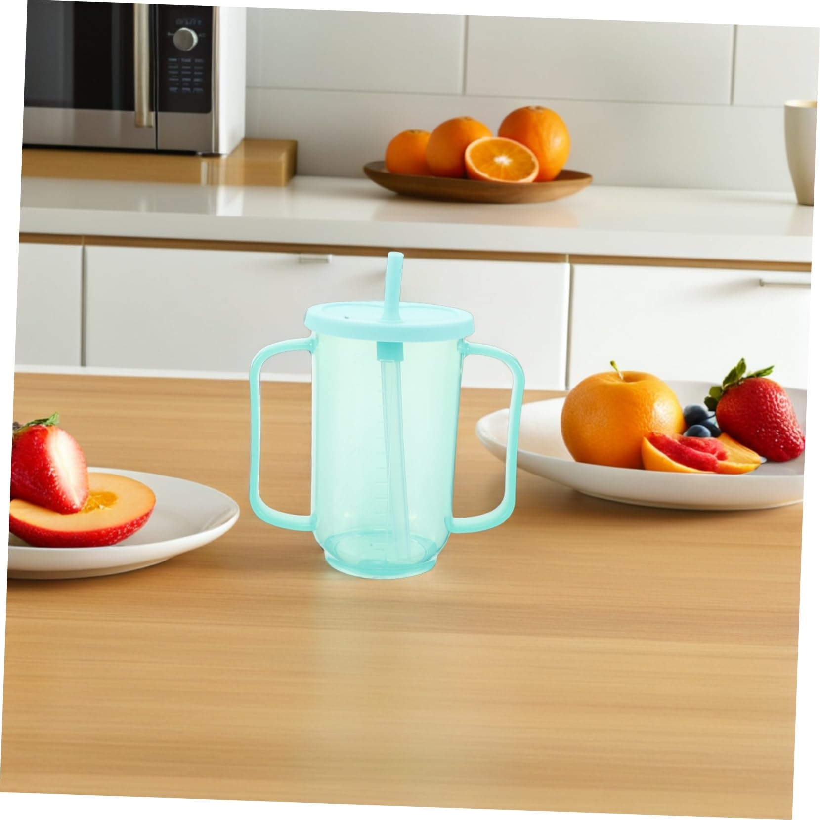 ERINGOGO 2 Pezzi Bicchiere per Anziani con Cannuccia Perdite Tazza Ergonomica con Leggero per Disabili e Pazienti Allettati Design Sicuro per Assunzione Liquidi e