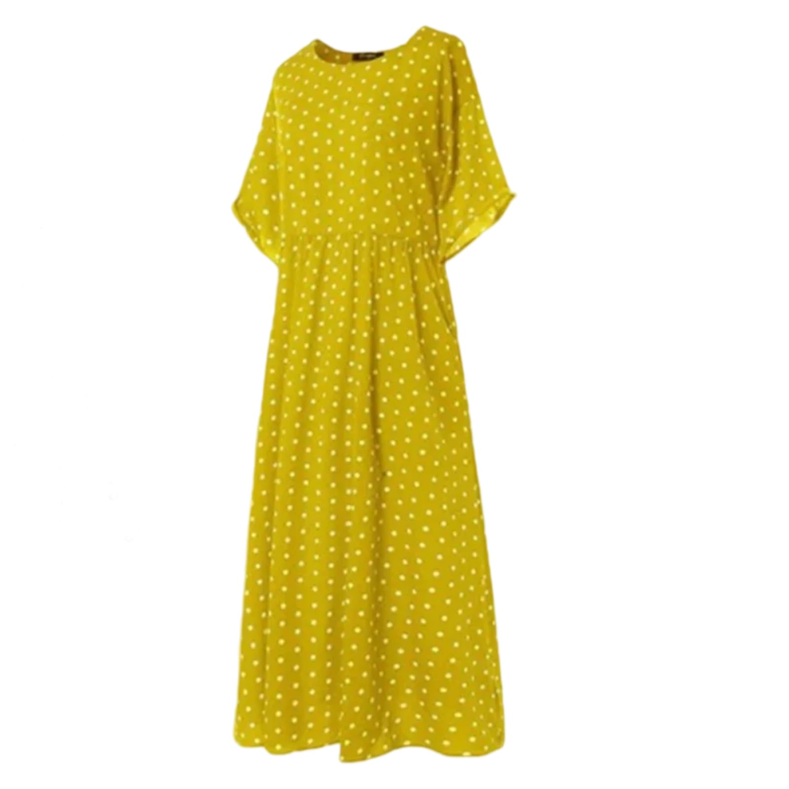 Abito Vintage Stampato Estate a Maniche Mezze Abito Largo Casual Donna Plus Size Vestito Lungo Grandi Vesti Vesti