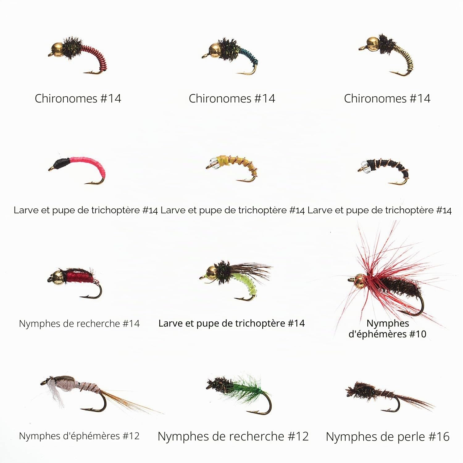 BASSDASH Ensemble de Mouches de pêche à la Mouche Pêche à l'achigan à Grande Bouche avec boîte à Mouches, avec Mouches sèches/Mouches noyées, nymphes, banderoles, Poppers