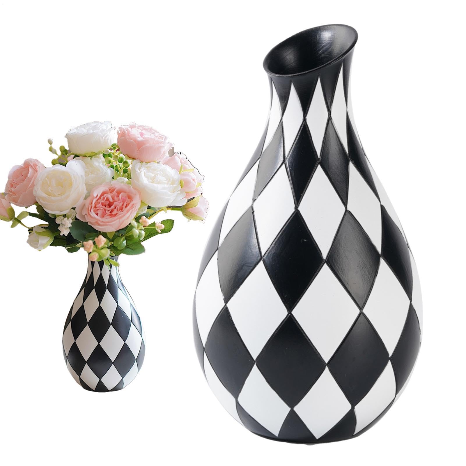 Vase vintage en résine à motif rétro pour décoration de salon