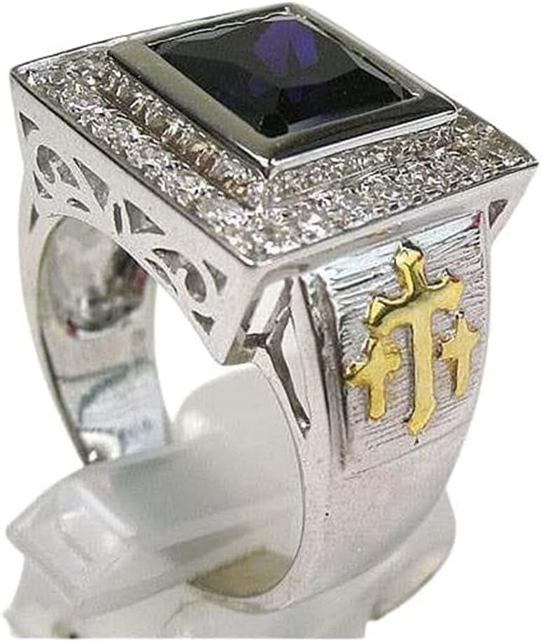 Princess Amethyst Sterling Silver Christian Bishop Ring
