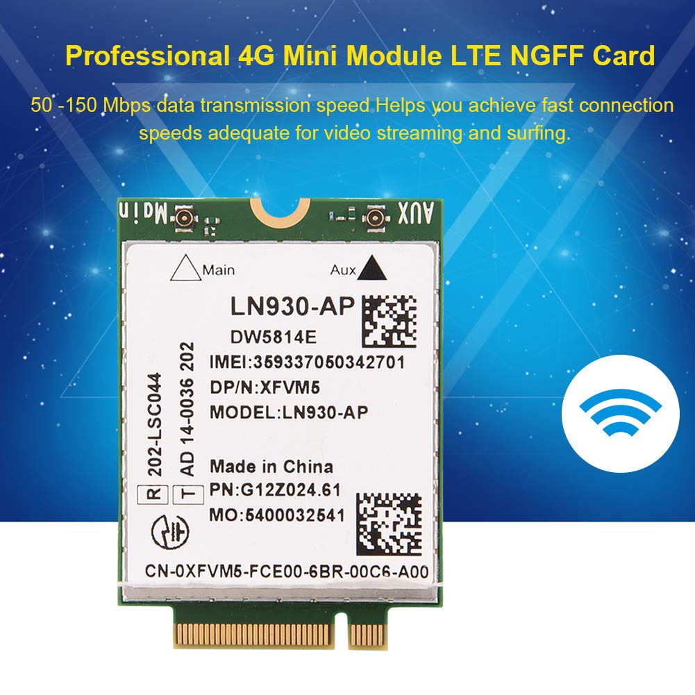 Carte WWAN 4G DW5814E Mini PCIe NGFF M.2 – Module LTE Cat4 + GNSS A-GPS – Jusqu'à 150 Mbps DL Pour PC Portable & Tablette