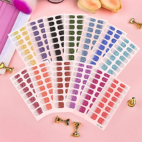Nagellack Aufkleber, Farbverlauf Nagelsticker, 13 Blatt Selbstklebende Nagelkunst Aufkleber, Nail Art Aufkleber mit… – Bild 7