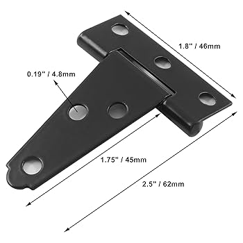 Keypak 2 Pack 450mm (18") T-Hinges Black Japanned, Heavy Duty Metal Tee Hinges With Rustproof Coating, Ideal For Large Wooden Gates, Barn, Garage & Shed Doors