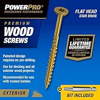 Vista 3 de Power Pro Tornillos Premium para Madera de Exterior, Tornillos para Terraza Multiusos #9 x 3 Pulgadas para Proyectos al Aire Libre, Broca Estrella