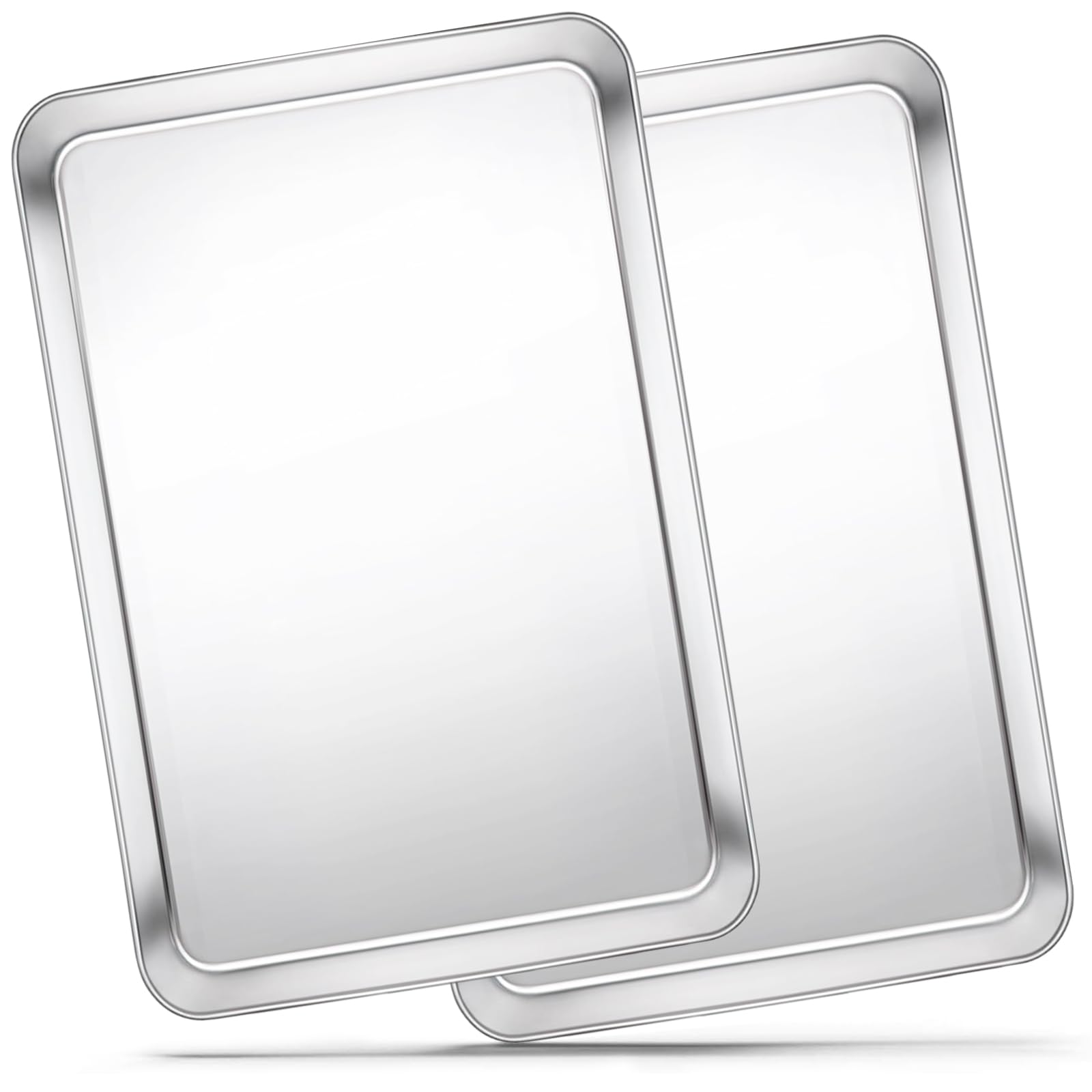 Baking Trays Set of 2, Stainless Steel Baking Sheet Set, Cookie Sheet Pans, 40x30x2.5cm Big Baking Pan for Jelly Rolls, Cookies, Pizza, Easy Clean & Dishwasher Safe