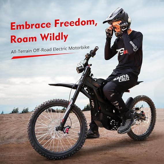 EM-35 Pro Electric Dirt Bike for Adults Teens, 8000W Electric Dirtbike with 25 Motorcycle Tires, 60V 36AH Dual Battery Ebike, Max 50 MPH & 85 Mile Long Range, Dual Hydraulic Brakes, Long Seat (LYNX-Black/Purple)