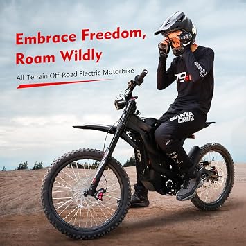 EM-35 Pro Electric Dirt Bike for Adults Teens, 8000W Electric Dirtbike with 25 Motorcycle Tires, 60V 36AH Dual Battery Ebike, Max 50 MPH & 85 Mile Long Range, Dual Hydraulic Brakes, Long Seat (LYNX-Black/Purple)