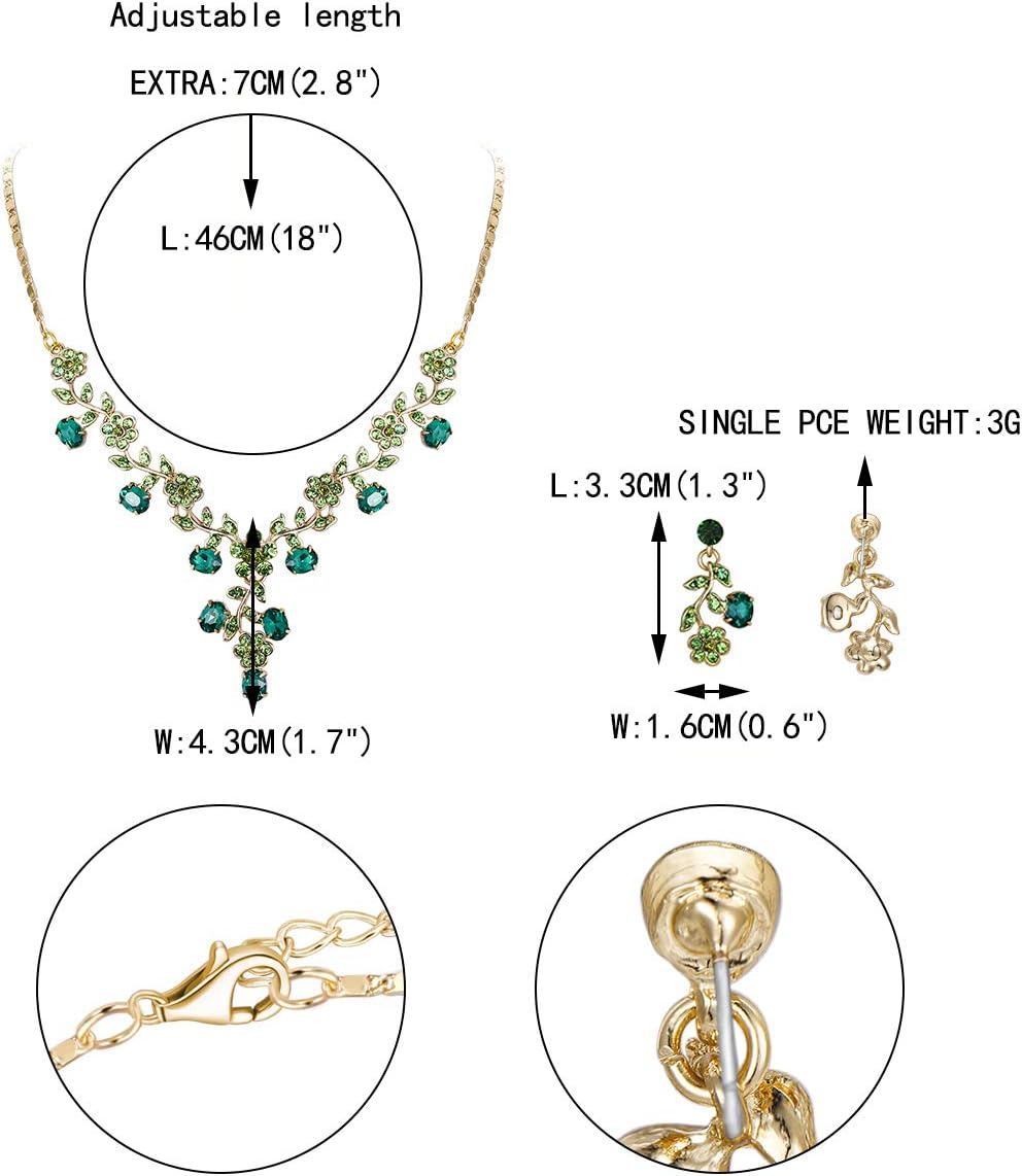 EVER FAITH Bridal Jewelry Sets for Wedding Rhinestone Crystal Flower Leaf Costume Pendant Necklace Earrings Set for Women - Image 6