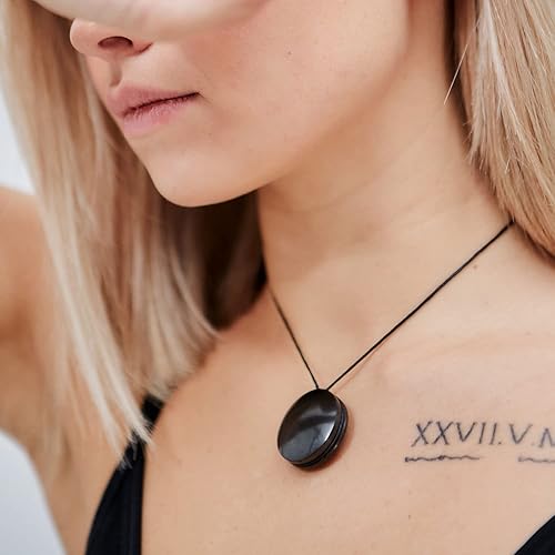 Miniatura 6 de Karelian Heritage Collar de piedra Shungite Amuleto redondo con colgante de shungita Auténtica joyería de shungita Escudo de collar de protección