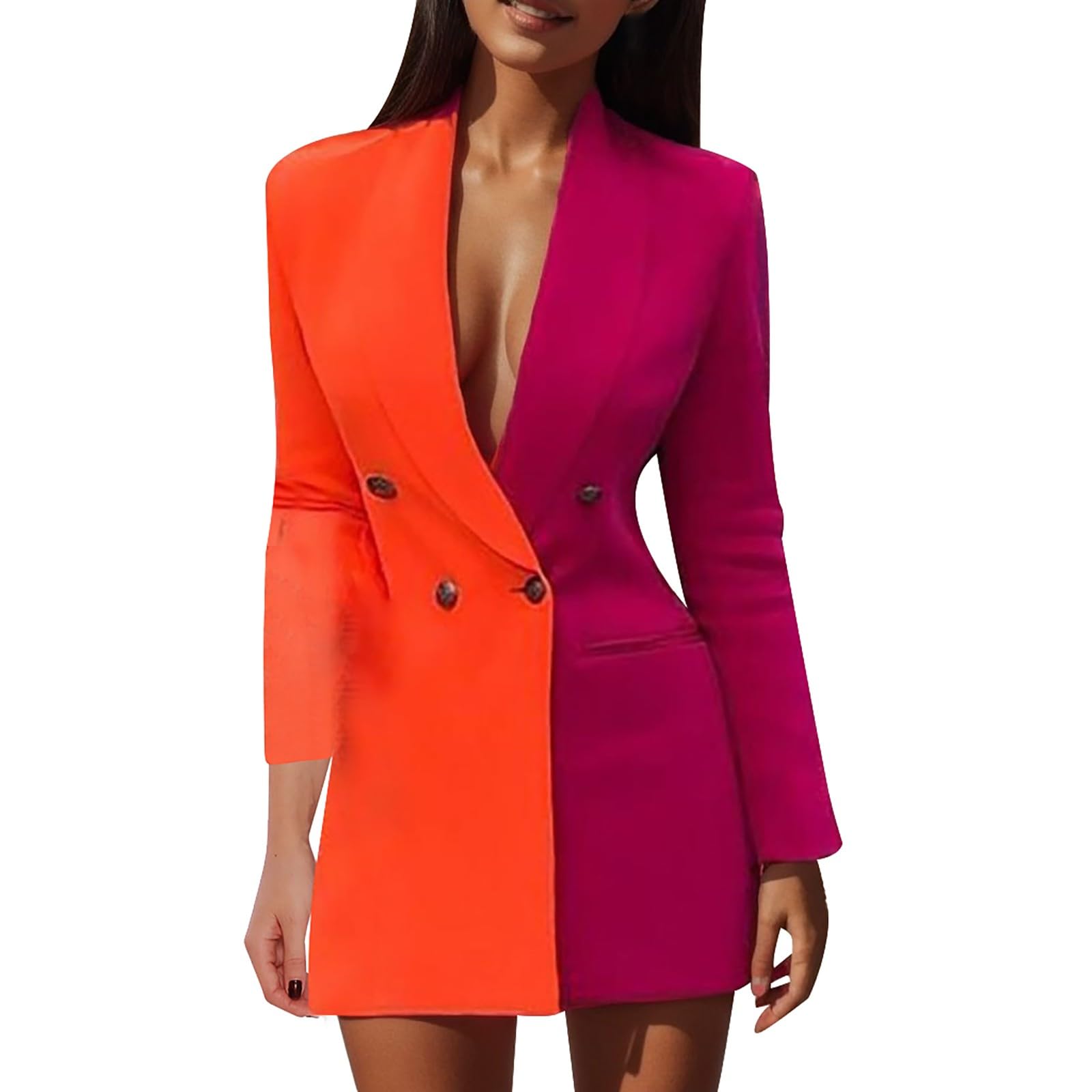 Generisch Chaqueta de invierno para mujer, traje de patchwork para mujer