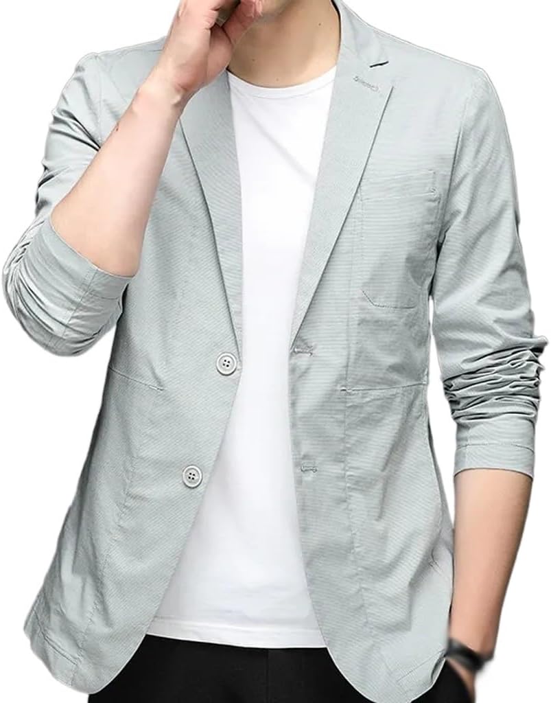 Two-Button Suit Jacket for Men Spring Business Casual Men's Clothing Cotton Small(M Code)