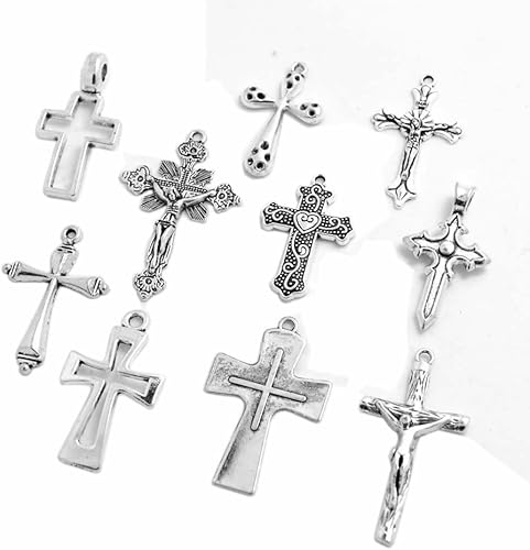 Miniatura 3 de BronaGrand 25 dijes de cruces mixtas colgantes hallazgos de joyería para hacer pulseras y collares
