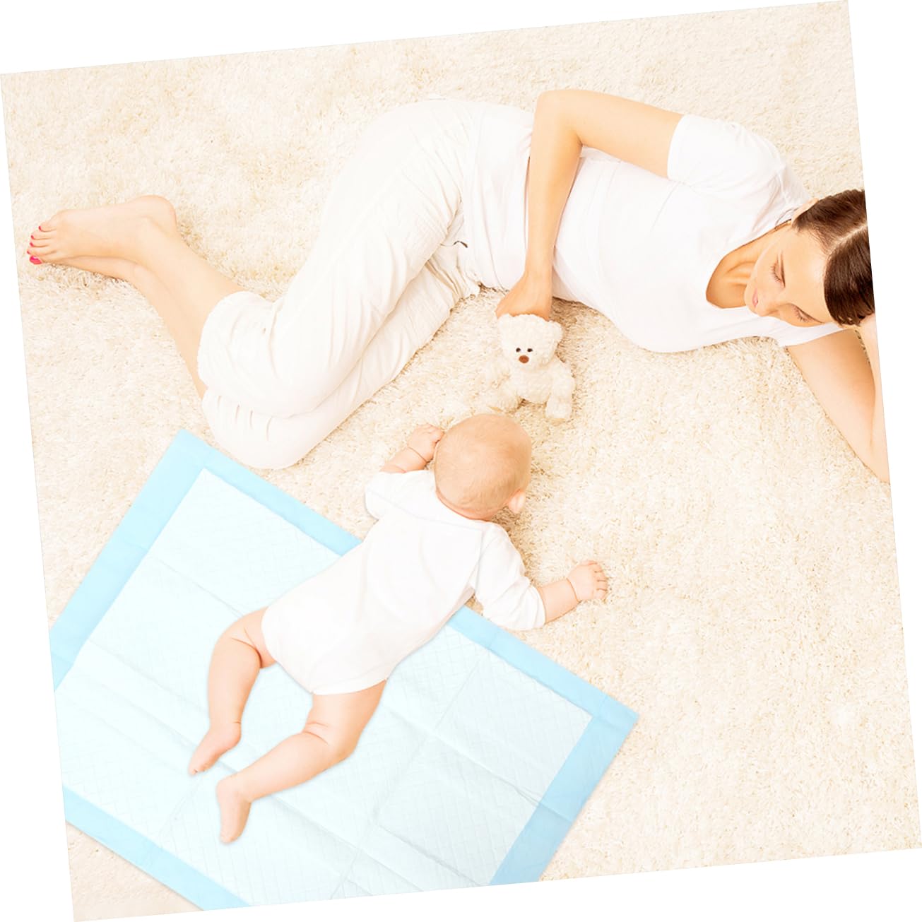 Healifty 10pcs Pads Large Disposable Changing Mat for Boy Girl and Thick Absorbent Cotton PE Leak Bed for Overnight Use and Travel