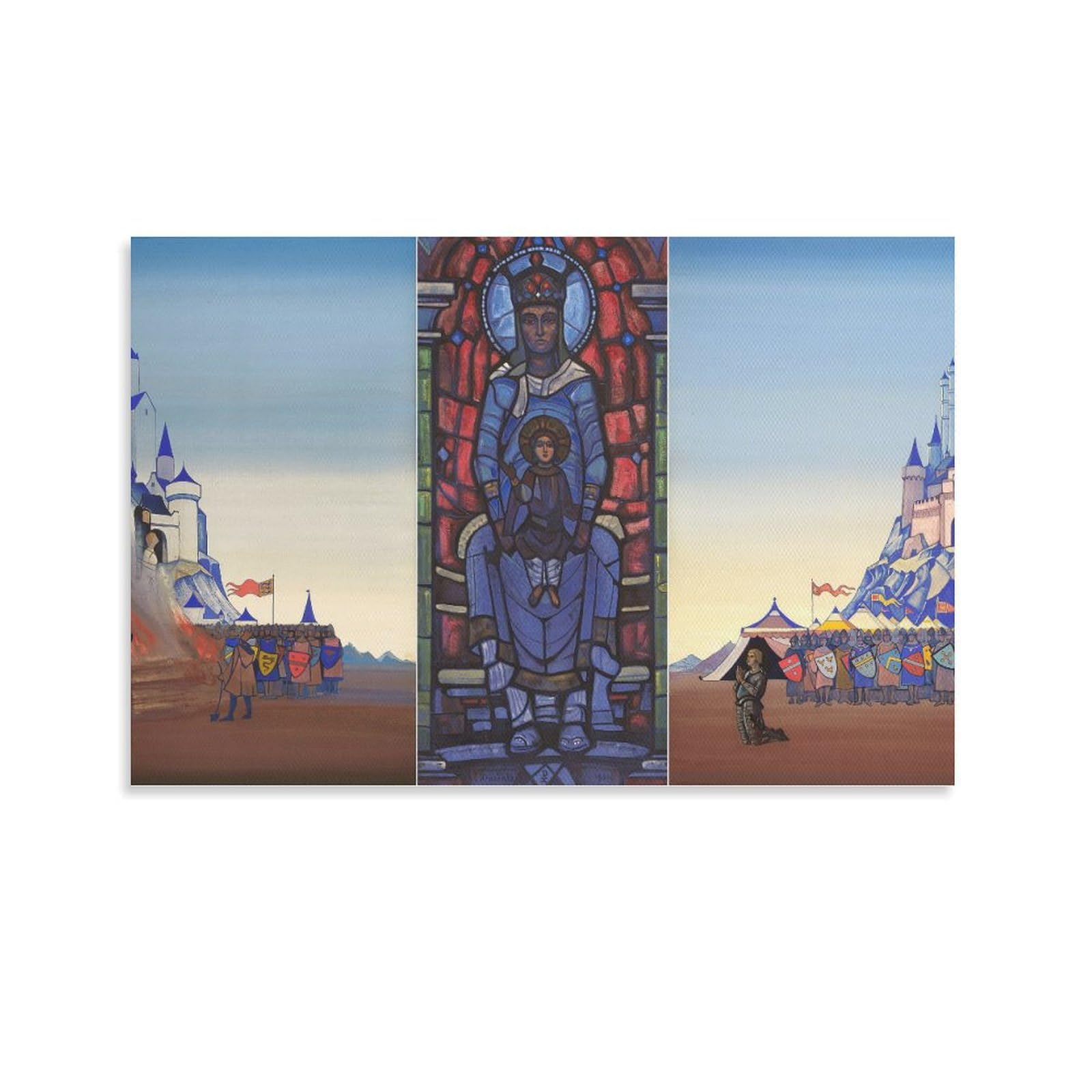 World Famous Oil Paintings Mysticism Jeanne D Arc 1931 Nicholas Roerich Home Decor Poster Wall Art Hanging Picture Print Bedroom Decorative Painting Posters Room Aesthetic 24x36inch(60x90cm)