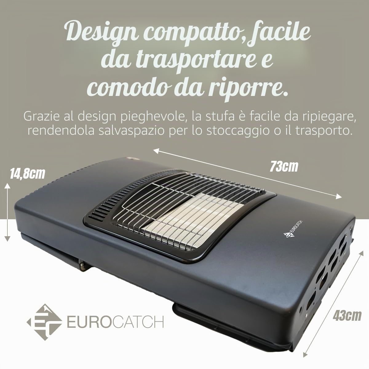 Stufa a gas - Stufa mobile con tubo e regolatore di pressione - Nero - 4200W