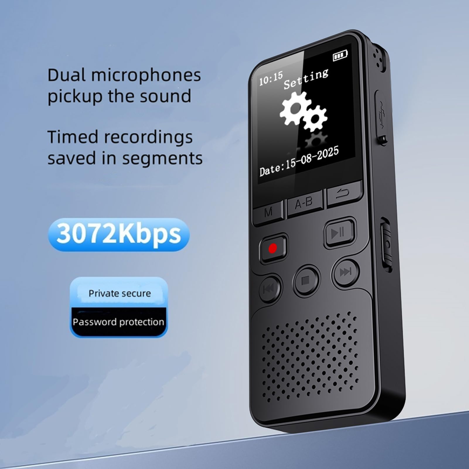 XUMIUZIY Grabadora de Voz Digital con Pantalla TFT de 1,4 Pulgadas, Grabadora de Voz Portátil con Micrófono Dual para Conferencias, Reuniones, Clases, Entrevistas (32G)