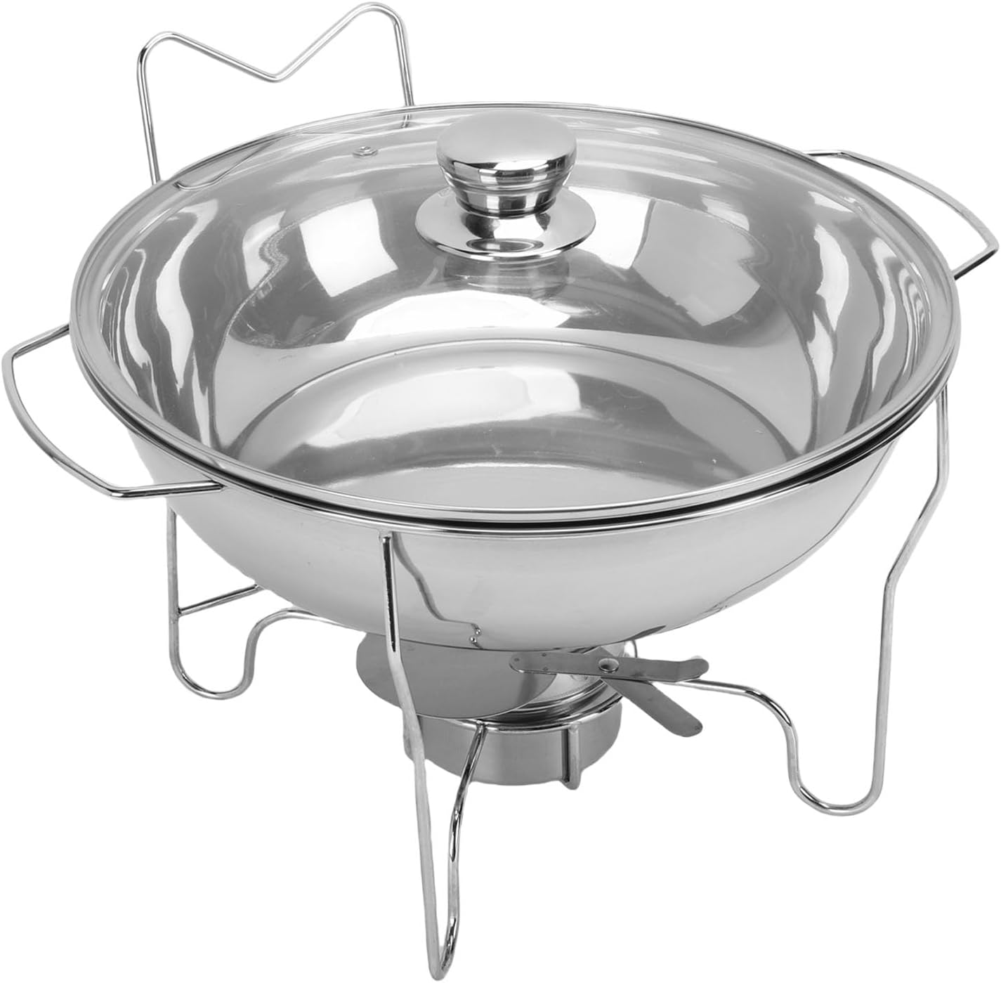 CHICIRIS Chafing Dishes for Buffet, 4 Pack 6QT Round Stainless Steel Buffet Food Warmer Set with Glass Lid and Ventilation Holes, for Catering Events Parties Weddings (3.5L)