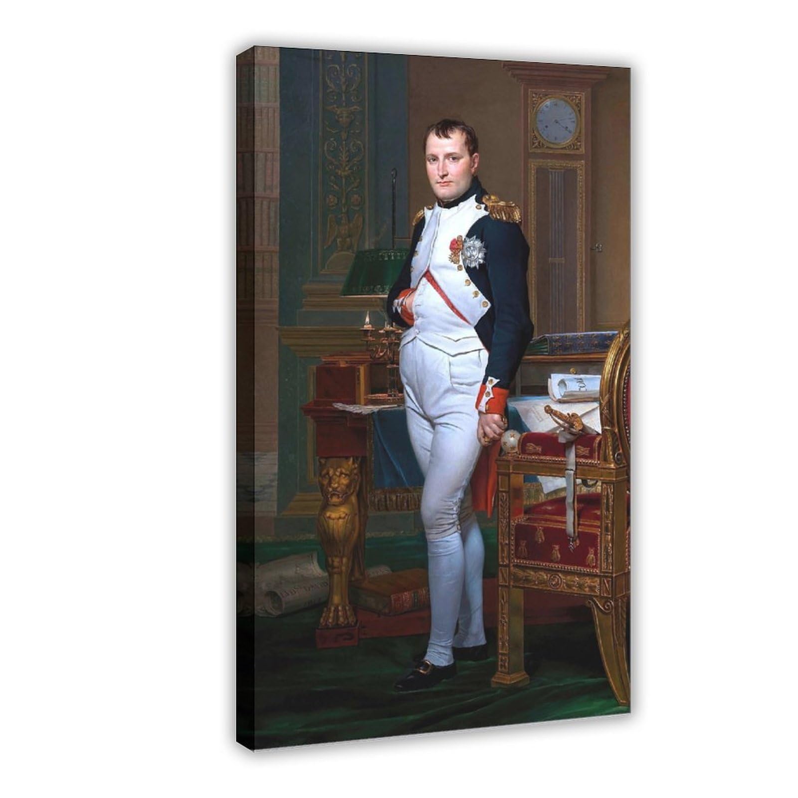 WCYB Stretched Canvas Napoleon in His Study Tuileries by Jacques-louis David History Prints Posters Canvas Deco Paintings Wall Art For Office Hangable Fram