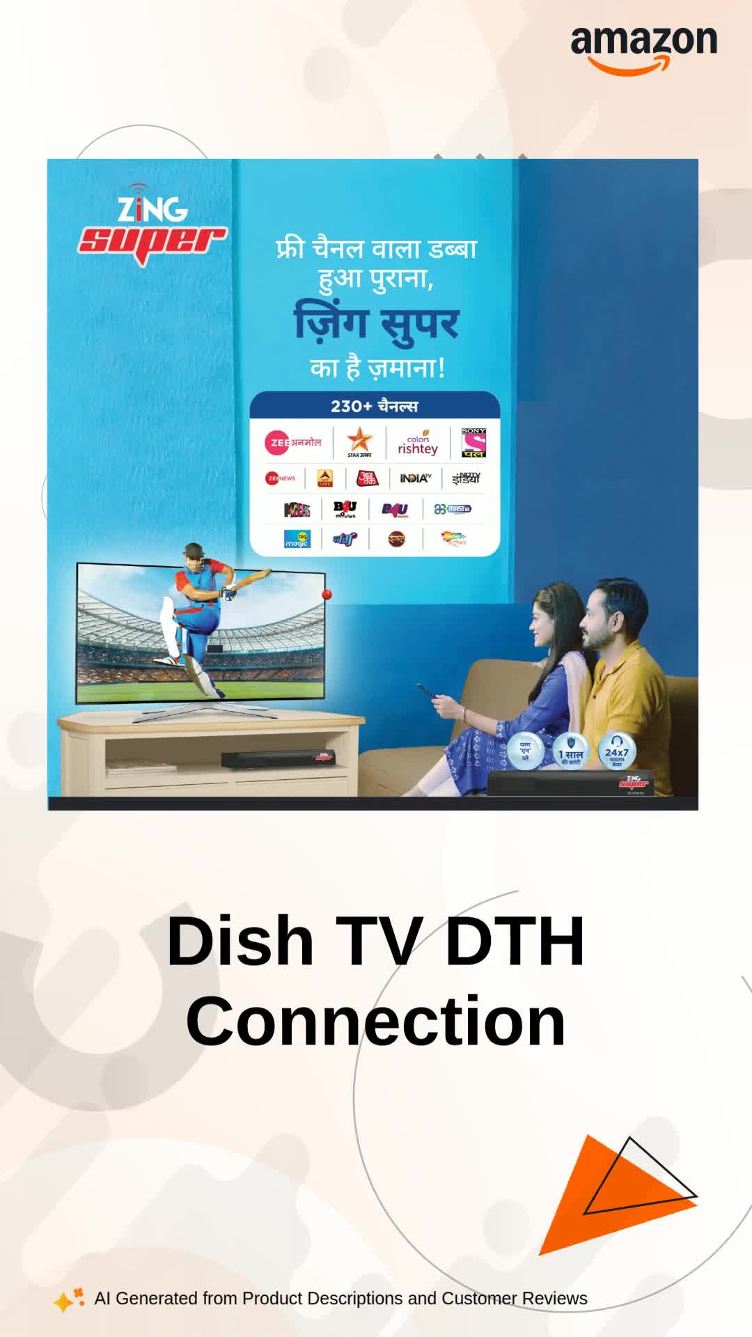 Dish TV Zing Super FTA Set Top Box DTH Connection