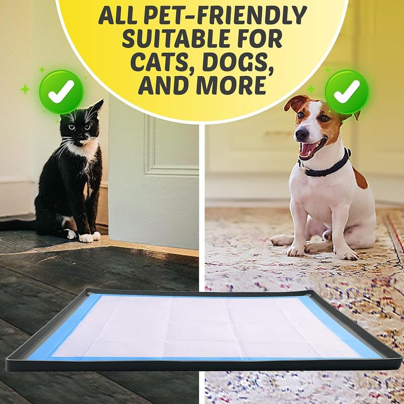Image of TidyFriend Puppy Pad Holder Tray Fits for 28 inch x 34 inch Pee Pads with Corner Lock Holes, Raised Edges, Non-Spill, Easy to Clean Silicone Puppy Potty Tray Holder, for Indoor Floor Protection (Grey)