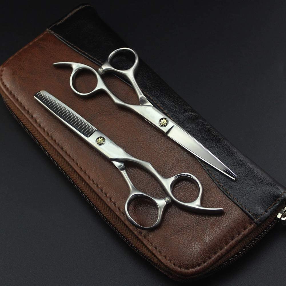 Tijeras De Peluquería,Tijeras De Peluquería Tijeras De Peluquería,Tijeras De Corte De Pelo Set De Corte De Pelo,Acero Inoxidable con Estuche De Cuero Corte De Pelo Profi