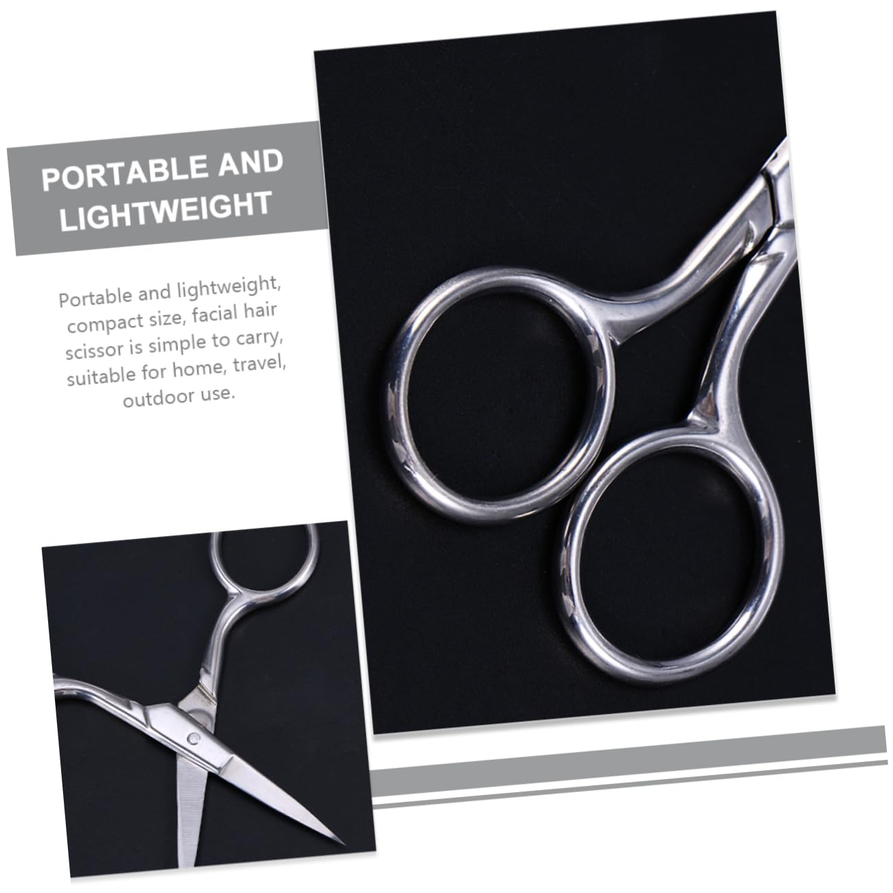 FOYTOKI Lightweight Portable Scissors for Eyebrows Stainless Steel Facial Hair Scissors 6 Pc Grooming Kit