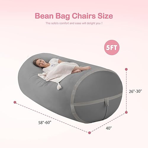 Miniatura 336 de HABUTWAY Puf gigante de 2 pies para adultos, con relleno de espuma viscoelástica, puf grande con funda de terciopelo holandés extraíble para sala de