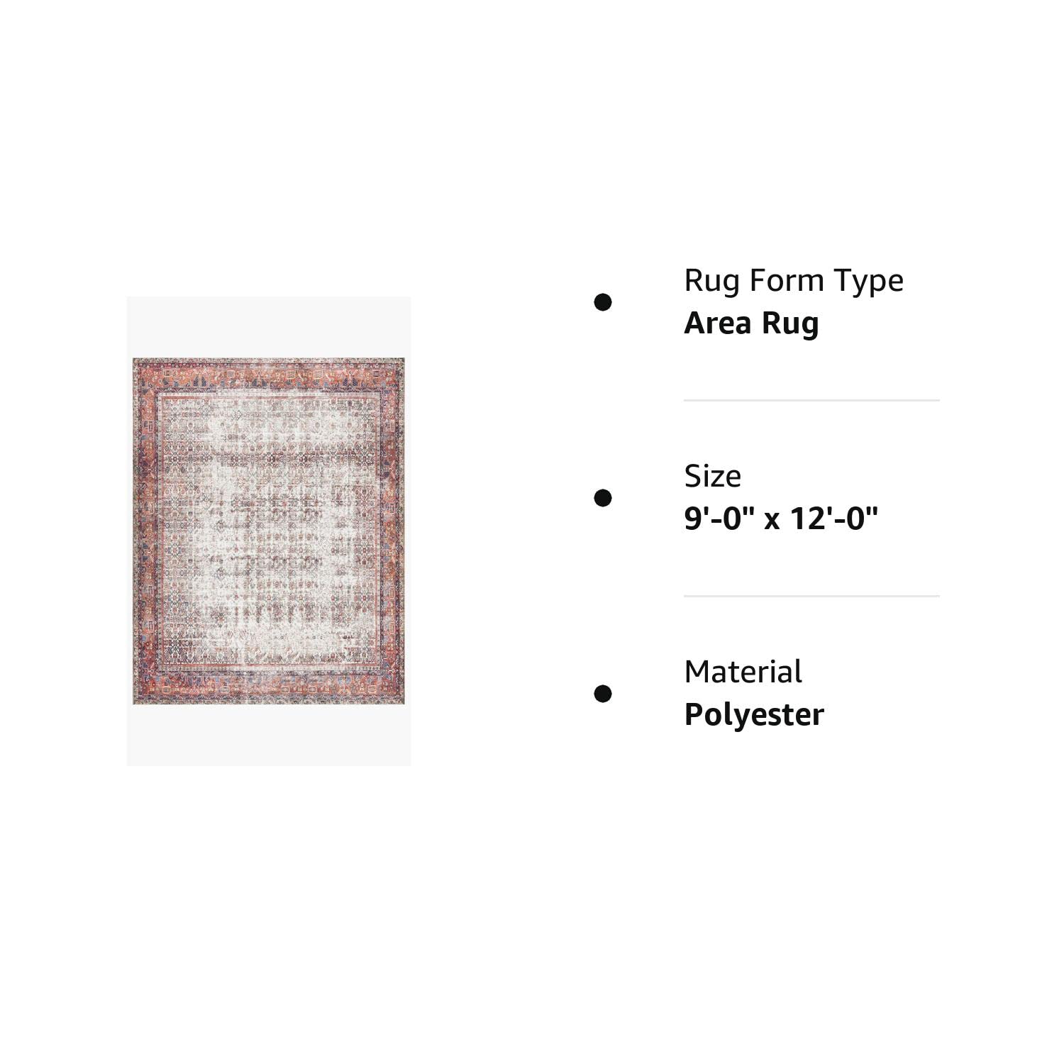 Loloi II Layla Collection LAY12 Ivory/Brick, Traditional 9'0" x 12'0