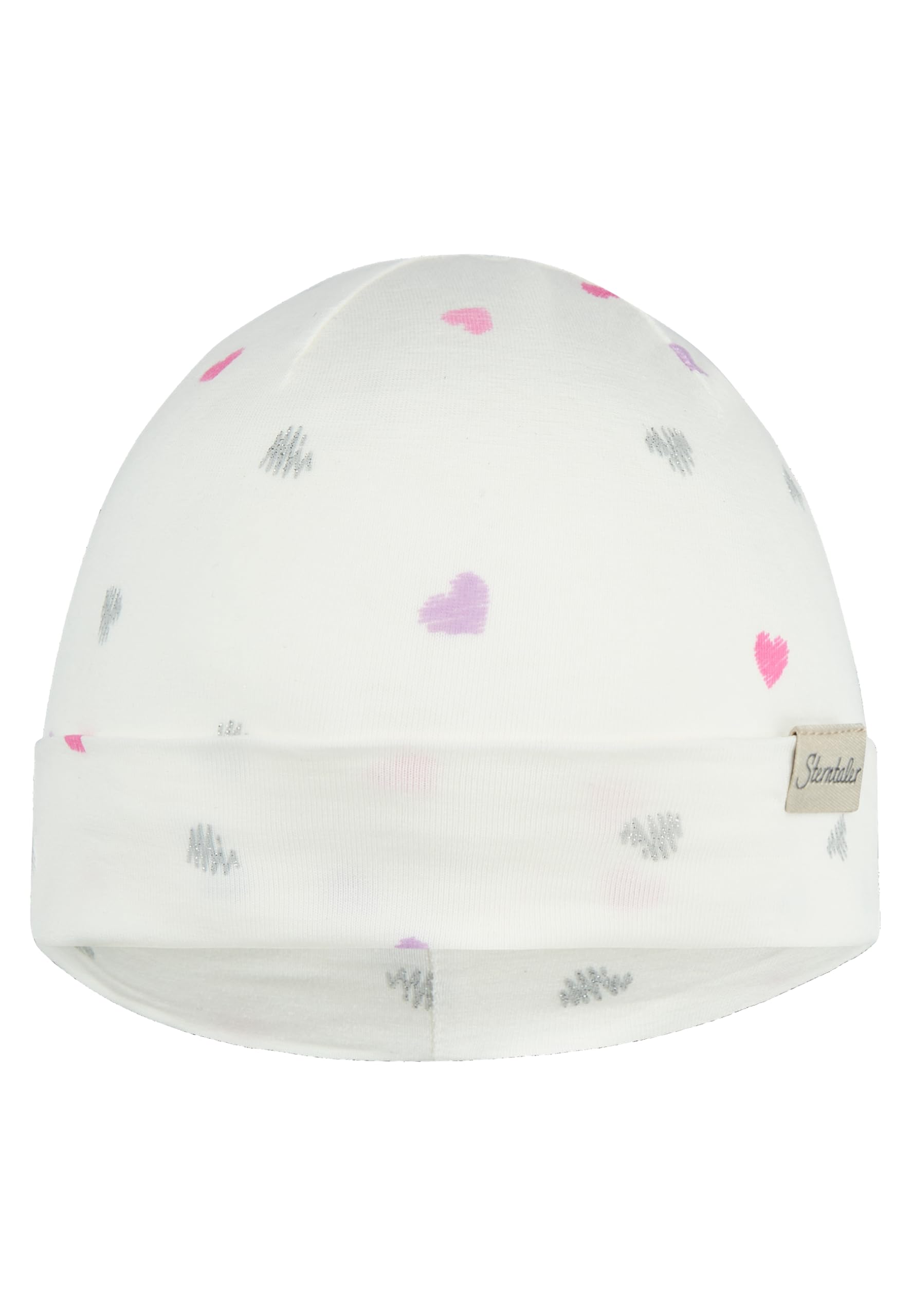 Sterntaler Beanie Herzchen – Beanie aus weichem Jersey mit glitzernden Herzchen, Zwei Tragevarianten, anschmiegsam und bequem