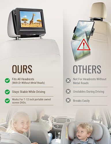 Miniatura 3 de Soporte para reposacabezas de automóvil para reproductor de DVD portátil giratorio y abatible, se adapta a todos los reproductores de DVD de 7 a 11
