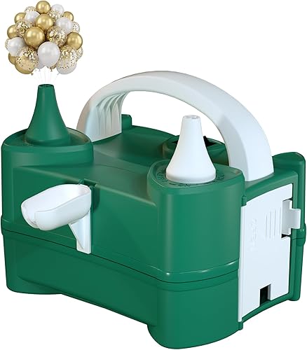 Electric Balloon Pump for Party Decorations Portable Inflator, Auto Shutoff, Balloon Air Pump Dual Nozzle Rose Red 110V 600W