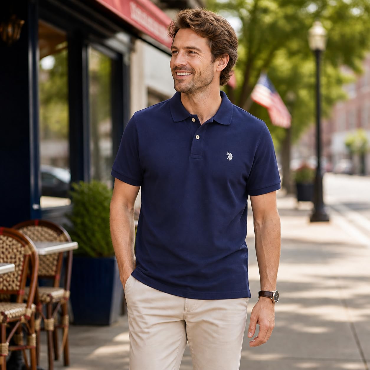 U.S. POLO ASSN. Męska koszulka polo Short Sleeve Solid Slim Fit Pique