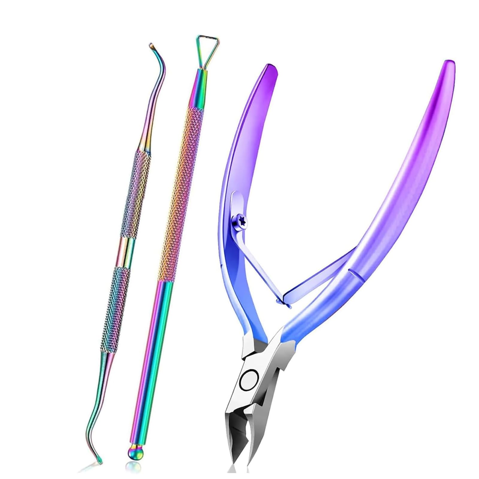 3 Pezzi Tronchesino Per Cuticole Pinza per Cuticole Professionale per cuticole,Forbicine per Cuticole con Spingi Cuticole,Gradiente Rosa