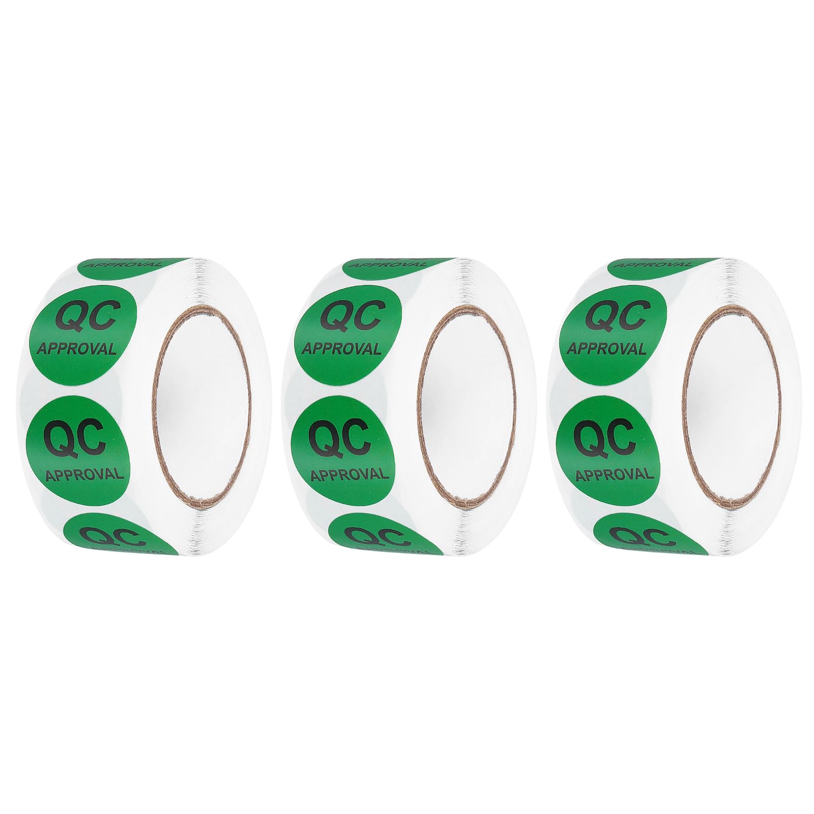 sourcing map 3Roll 1500Pcs QC Approval Labels, 1 Inch Round Inventory Quality Control Stickers for Warehouse Management Organization Inspection, Green