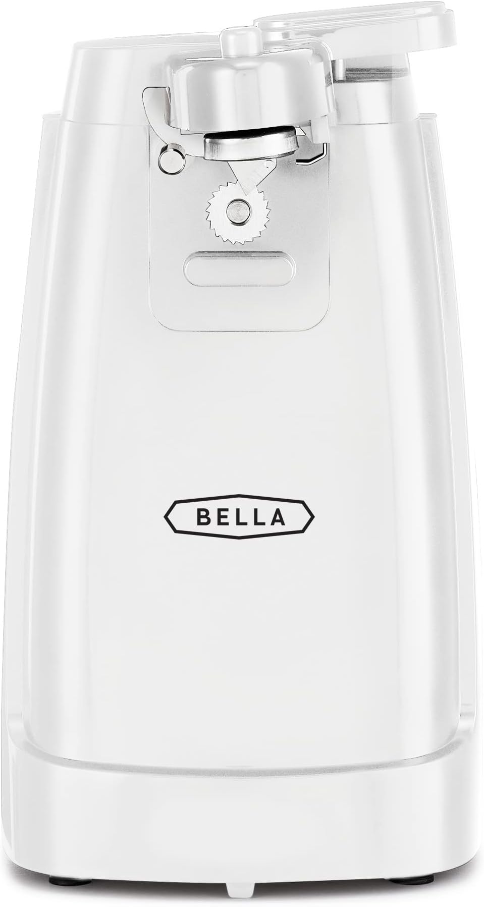 Electric Can Opener and Knife Sharpener, Removable Cutting Lever, Cord Storage, Stainless Steel Blade, White